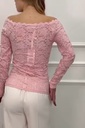 Off-shoulder kanten shirt Reza - Roze Detail