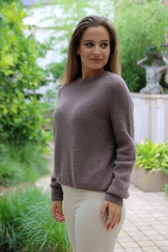 Pul Lucie nm25 round neck contains baby alpaga and wool - Taupe Detail