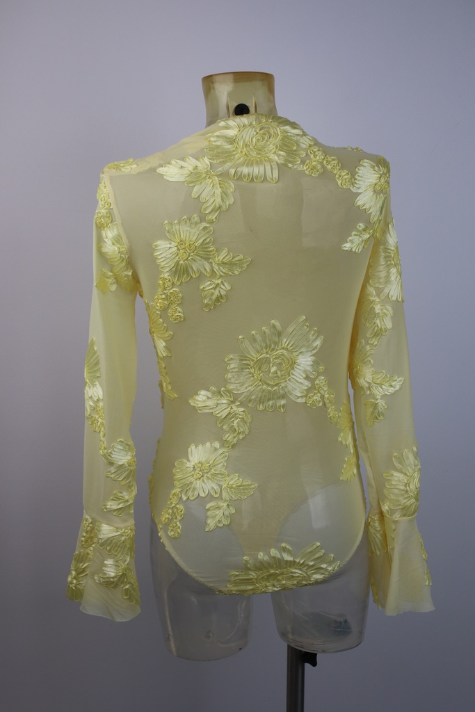 Gevoerde body Rose met lintbloemen en trompetmouw nm48 - Geel Detail