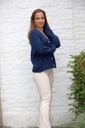 Cardigan Larissa nm25 V-neck 4 nacre buttons contains baby alpaga and wool - Donkerblauw Detail