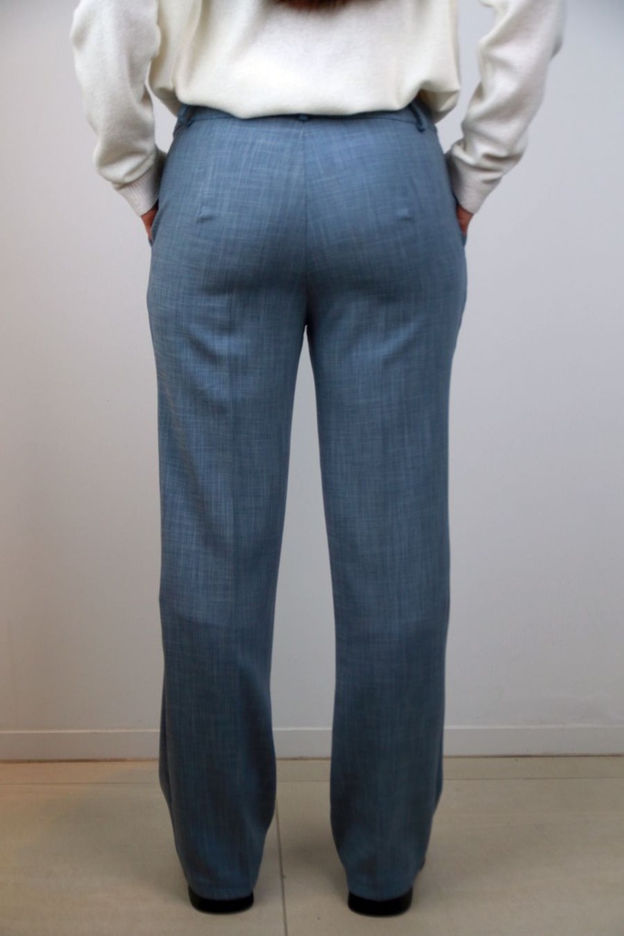 Broek Owen nm51 toile olifantenpijp hoge taille  - Indigo Detail