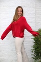 Cardigan Larissa nm25 V-neck 4 nacre buttons contains baby alpaga and wool - Rood Detail
