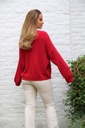 Cardigan Larissa nm25 V-neck 4 nacre buttons contains baby alpaga and wool - Rood Detail