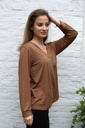 [201236] T-shirt Romaysa nm20 V-hals met springplooi viscose jersey - Camel Detail