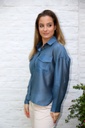 [201256] Blouse Richard nm85 2 borstzakjes kraag nacré doorgeknoopt - Indigo Detail