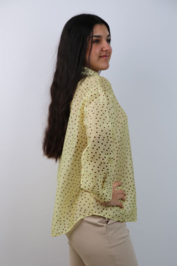 [201261] Blouse Rhode met stippen nm85 - Geel-bruin Detail