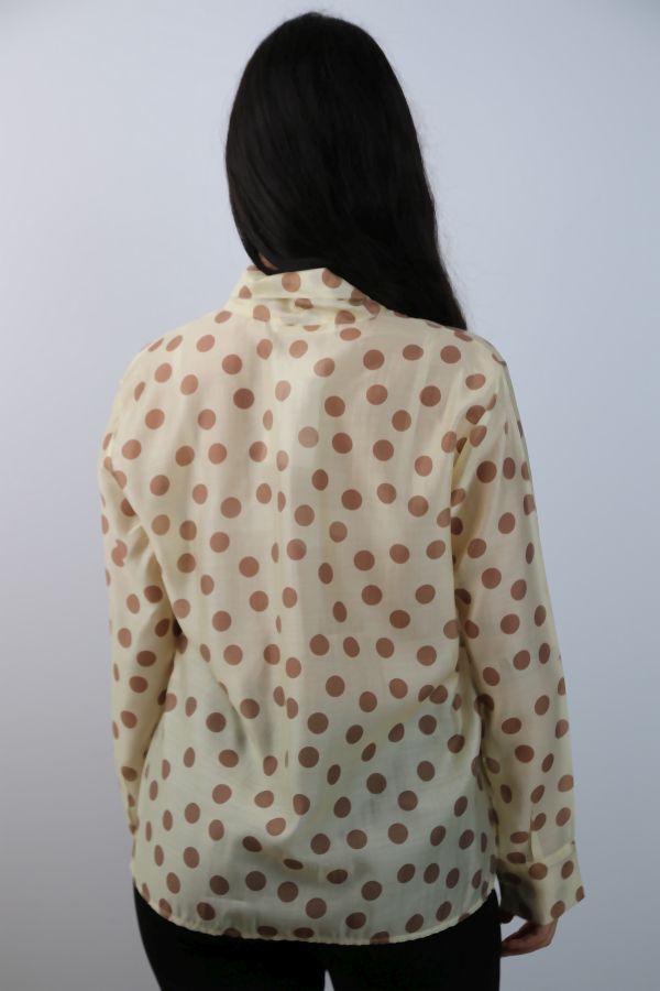 [201262] Blouse Riva met bollen nm85 - Geel-bruin Detail