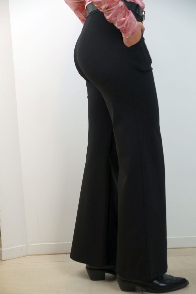 [201190] Broek Oscar nm51 toile wijde pijp eco leren riem  - Zwart Detail