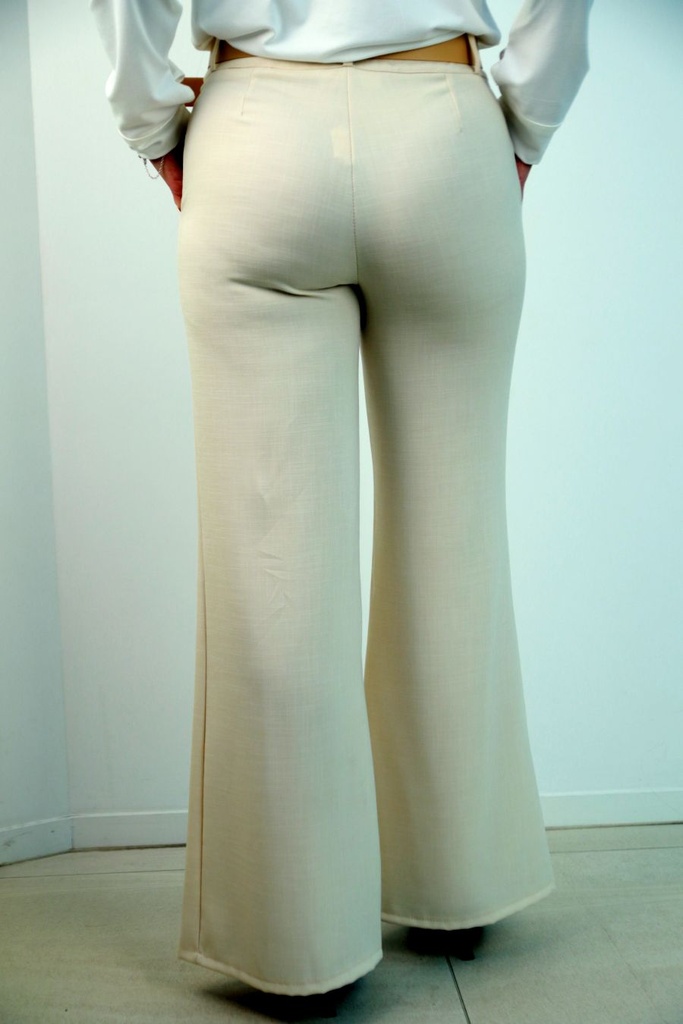[201293] Flare broek Sven nm51 piqué  - Lichtbeige Detail