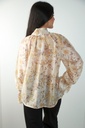 [201297] Bloemenblouse Roza met trompetmouw en strik nm85 - Beige-geel Detail