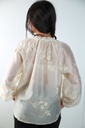 [201299] Geborduurde blouse Rosanna gefronste kraag nm85 - Lichtbeige Detail