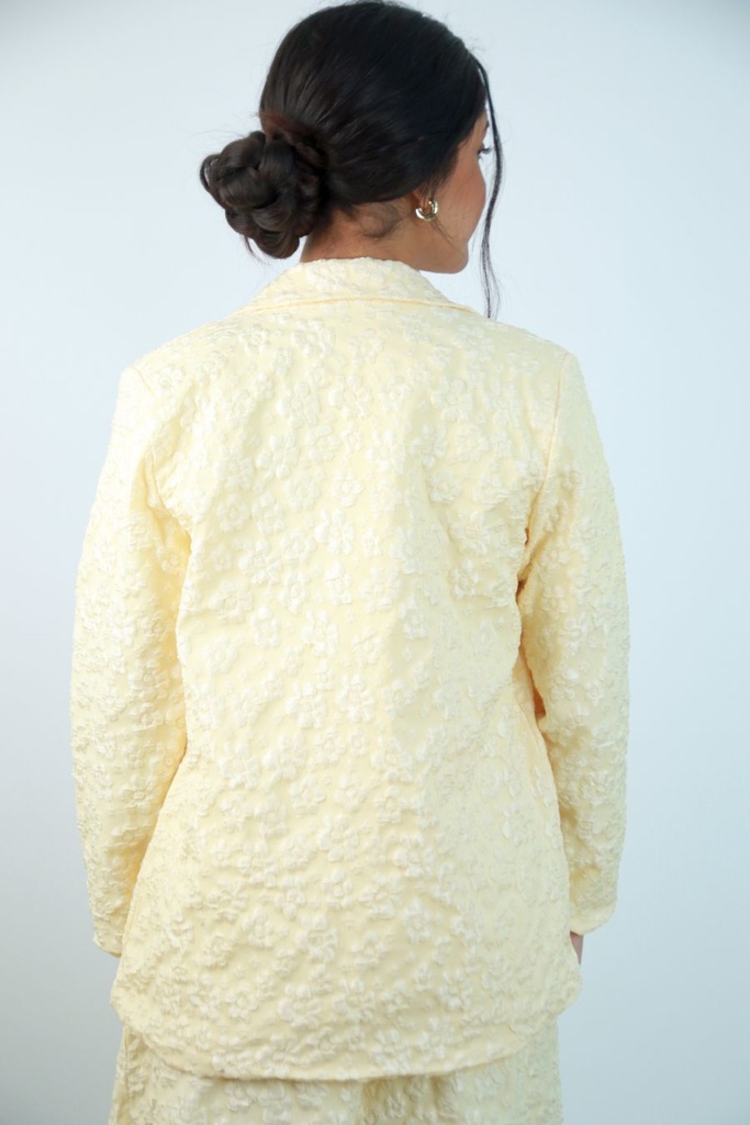 [201310] Gebloemde blazer Romaisa met reverskraag - Lichtgeel Detail