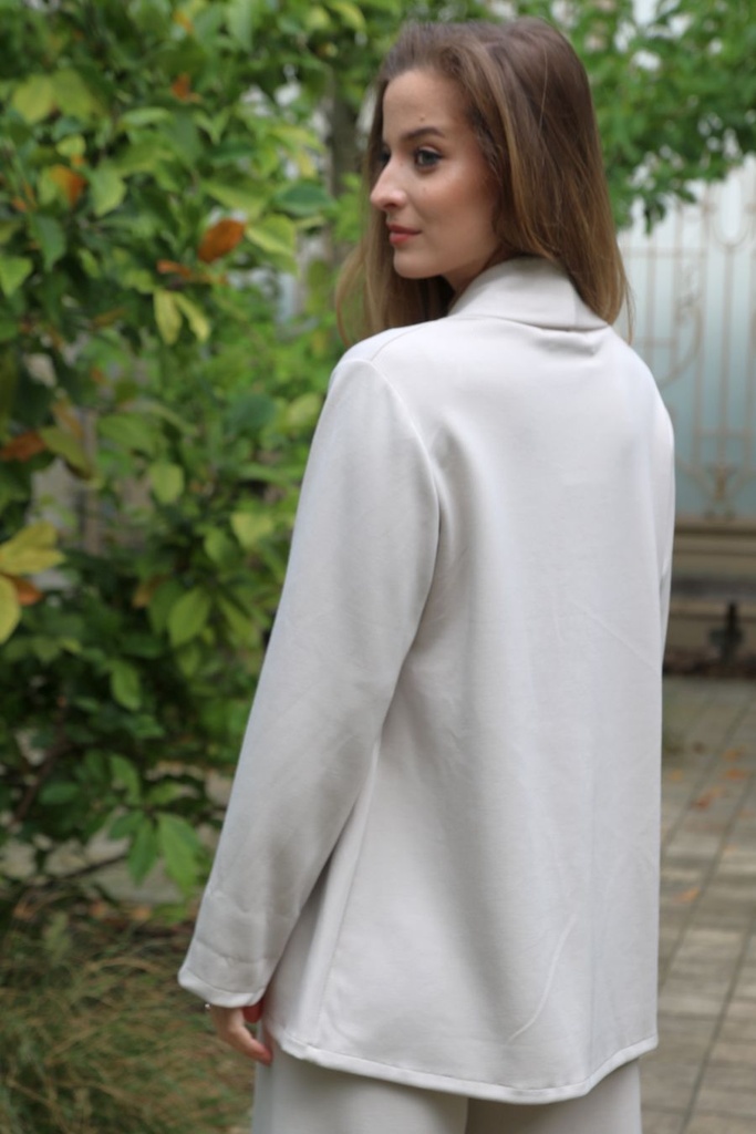 [201331] Korte jas Siem nm38 sjaalkraag fijn geribd - Beige Detail