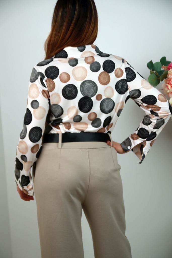 [201271] Jersey polo Raoul met cirkels nm20 - Grijs-beige Detail