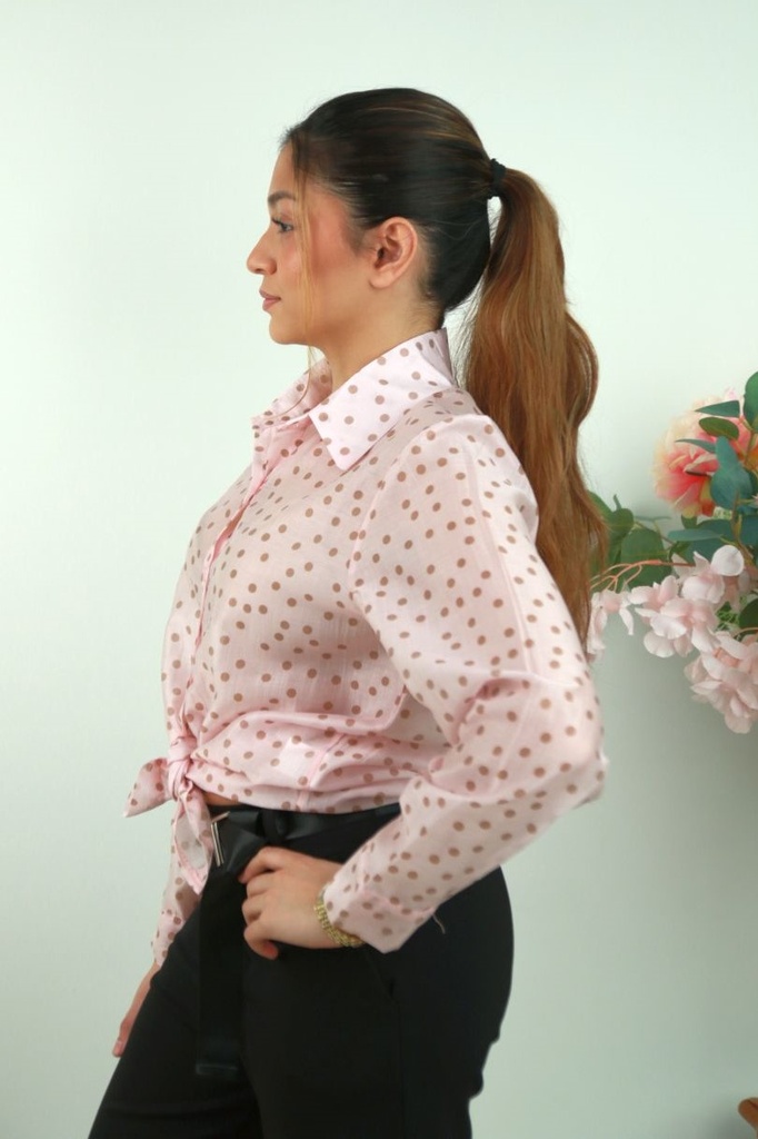 [201376] Blouse Rayaan met stippen nm85 - Roze-beige Detail