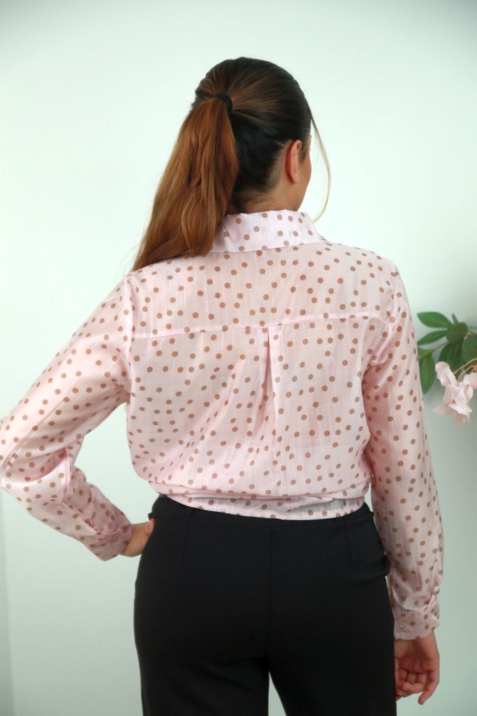 [201376] Blouse Rayaan met stippen nm85 - Roze-beige Detail