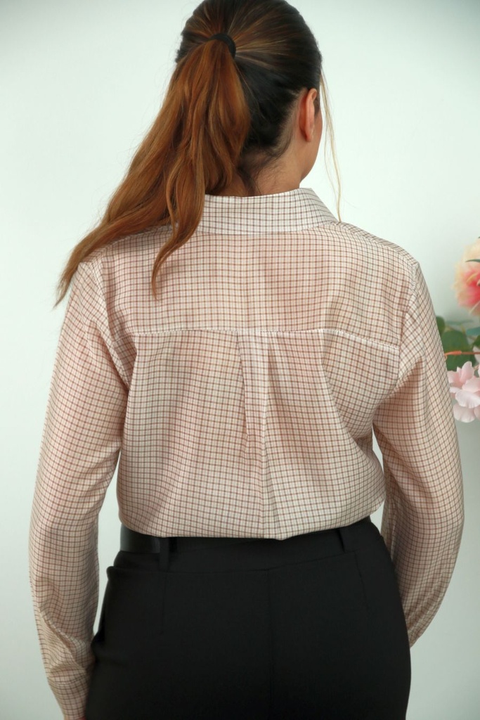 [201377001] Geruite blouse Roderick nm85 - Beige-bruin Detail