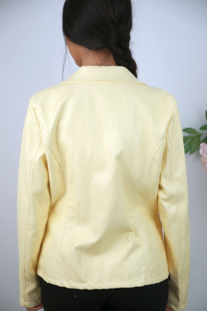 [201416] Jas Nilda nm55 eco leer reverskraag ruwe vergulde knopen - Lichtgeel Detail