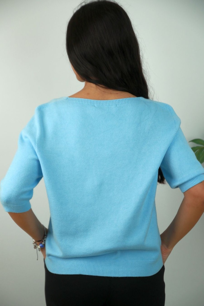 [10016470] Pul Jamil V-hals - Lichtblauw Detail