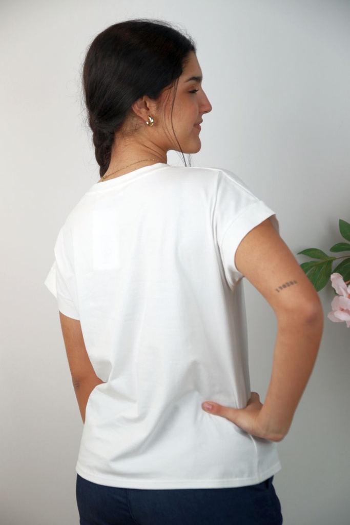 [201434] Nikolas nm92 T-shirt gehaakte strik met pailletten  - Wit-beige Detail