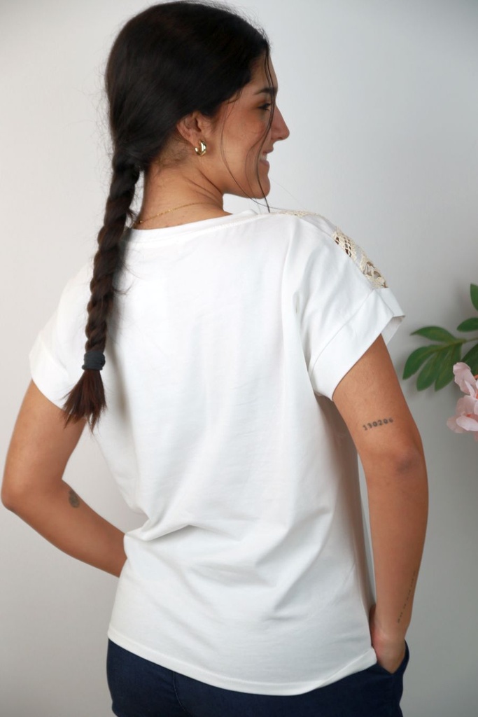 [201436] T-shirt Nail nm92 beautiful in stras  - Wit-beige Detail