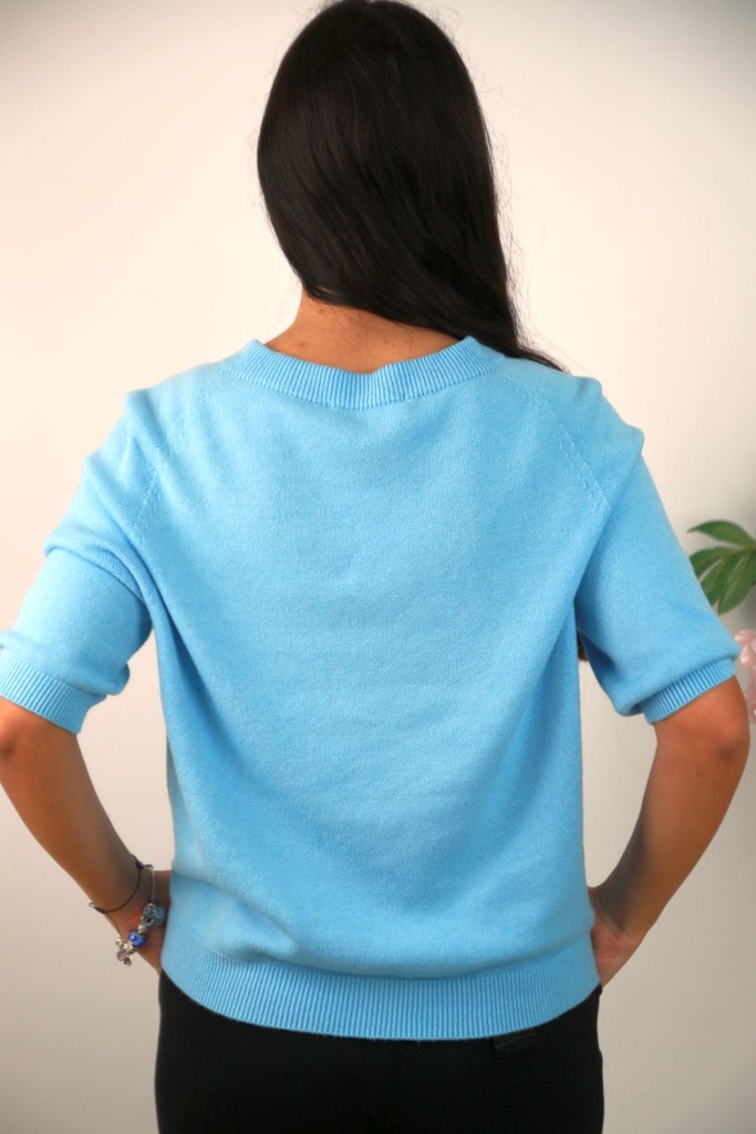 [201450] Pull Nyssa nm50 ronde hals Amerikaanse mouwinzet  - Lichtblauw Detail