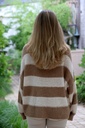Pul Lexie nm20 brede horizontale streepjacquard - Camel-wolwit Detail