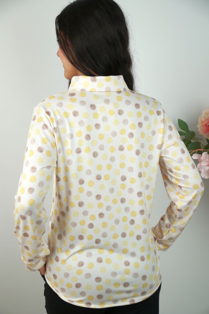 [201270] Jersey polo Rowin met bollenpatroon nm20 - Wolwit-geel Detail