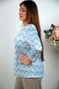 [201457] T-shirt Reinder met open hals en zigzagpatroon - Hemelsblauw-wolwit Detail