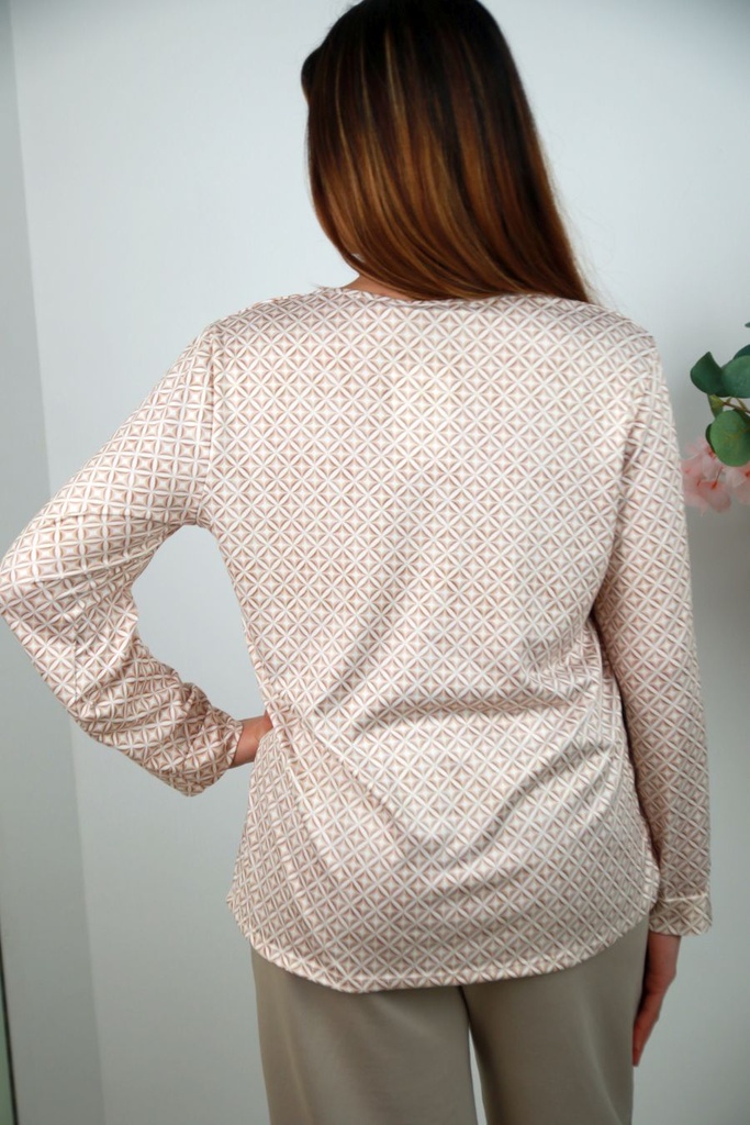 [201458] Jersey t-shirt Raymond met v-hals nm20 - Wolwit-beige Detail