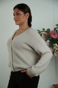 [201407] Cardigan Sebastiaan nm25 suri alpaca, V-hals met lange mouwen en nacré knopen - Beige Detail