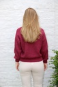 [10017279] Mohair trui Lune nm65 V-hals bevat mohair en wol - Bordeaux Detail