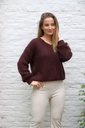 [10017279] Mohair trui Lune nm65 V-hals bevat mohair en wol - Bruin Detail