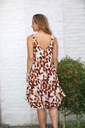 [10017202] Sleeveless dress Melle leaf print nm100 - Bruin-beige Detail