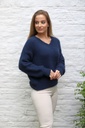 [10017279] Mohair trui Lune nm65 V-hals bevat mohair en wol - Donkerblauw Detail