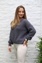 [10017279] Mohair trui Lune nm65 V-hals bevat mohair en wol - Donkergrijs Detail