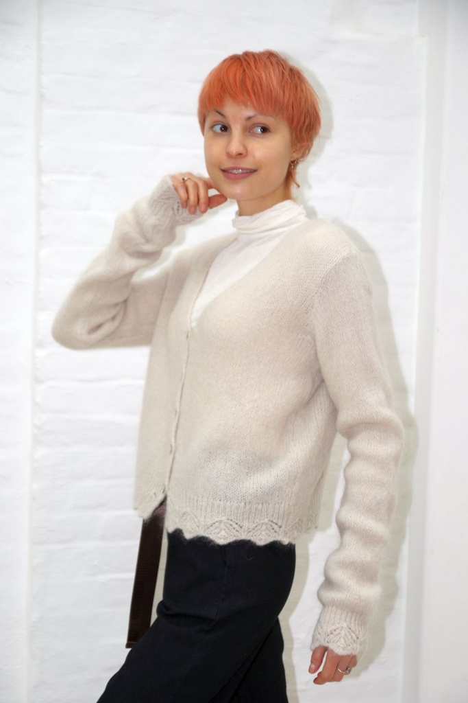 [10017527] Mohair cardigan Lisandro nm65 hals nacré knopen  - Beige Detail