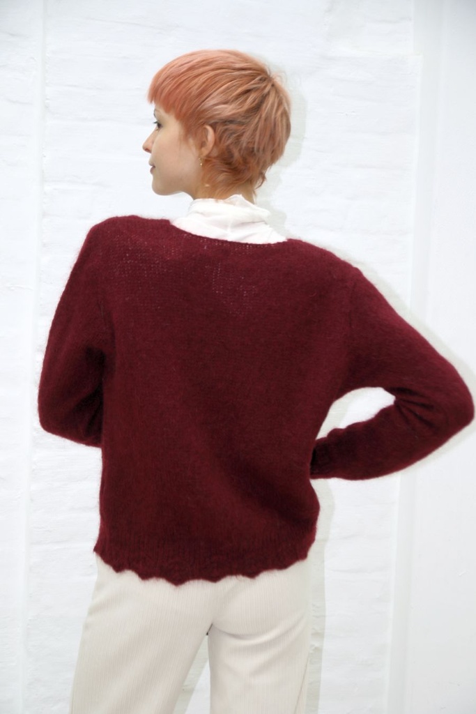 [10017527] Mohair cardigan Lisandro nm65 hals nacré knopen  - Bordeaux Detail