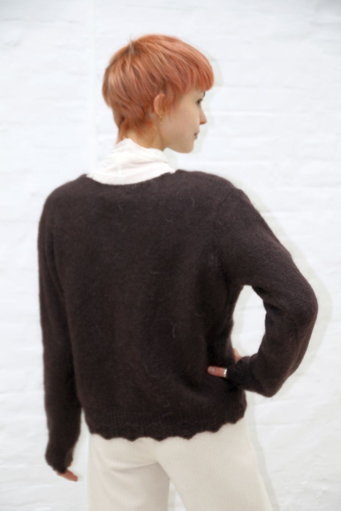 [10017527] Mohair cardigan Lisandro nm65 hals nacré knopen  - Bruin Detail