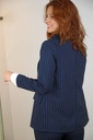 [201512] Blazer Ravza met krijtstreep en reverskraag - Donkerblauw-wit Detail