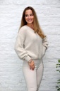 [10017279] Mohair trui Lune nm65 V-hals bevat mohair en wol - Donkerbeige Detail