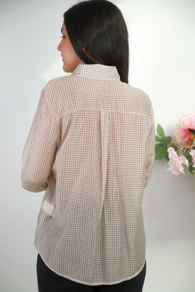 [201377] Geruite blouse Roderick nm85 - Beige-bruin Detail