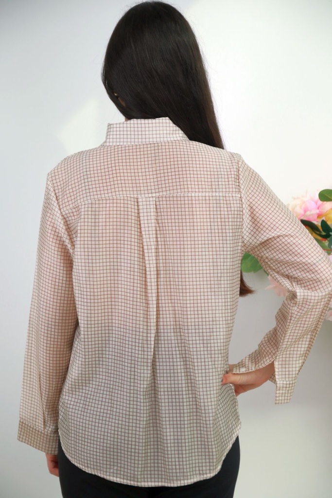 [201377] Geruite blouse Roderick nm85 - Beige-bruin Detail