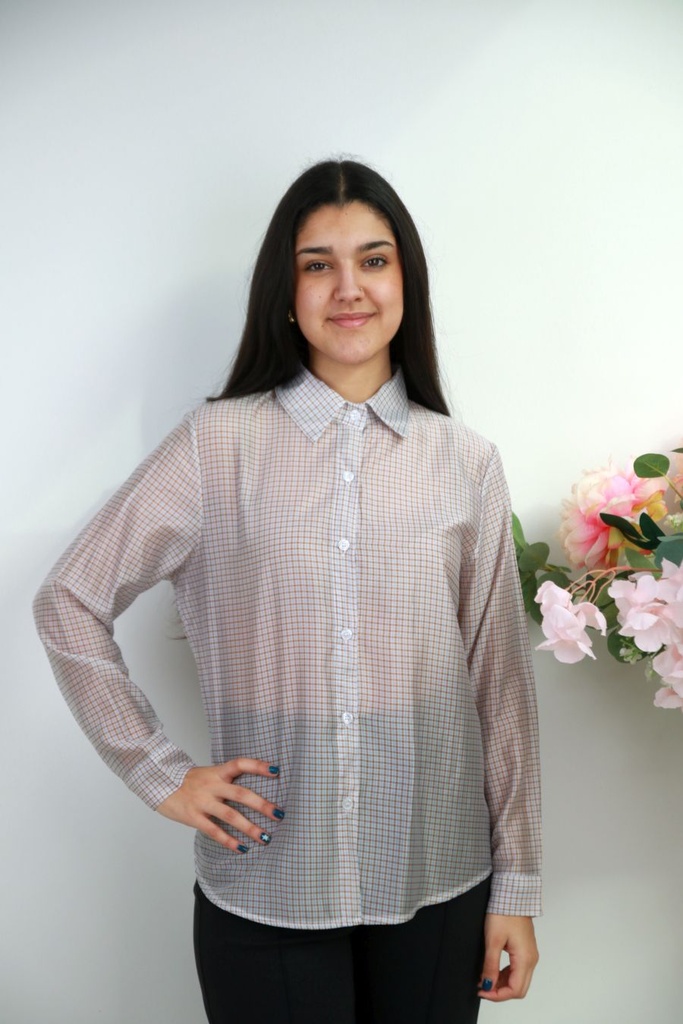 [201377] Geruite blouse Roderick nm85 - Blauw-bruin Detail