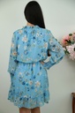 [201557] Nicol nm47 jurk bloemenprint ruchekraag gevoerd - Blauw-multicolor Detail