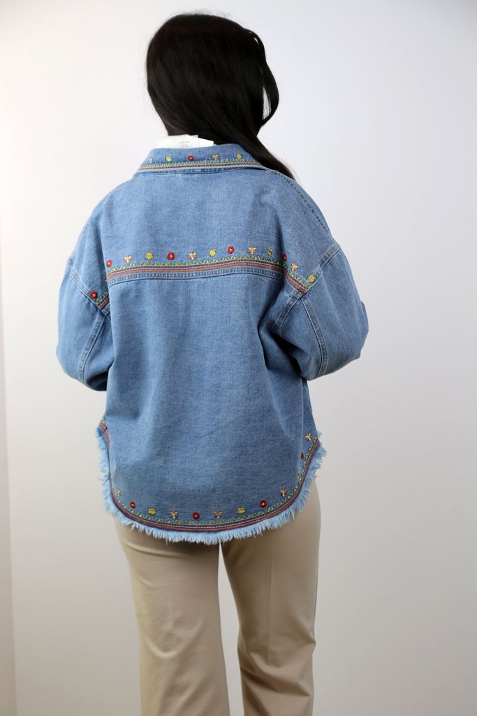 Jeansjasje Rana geborduurde bloemetjes nm98 - Jeansblauw Detail