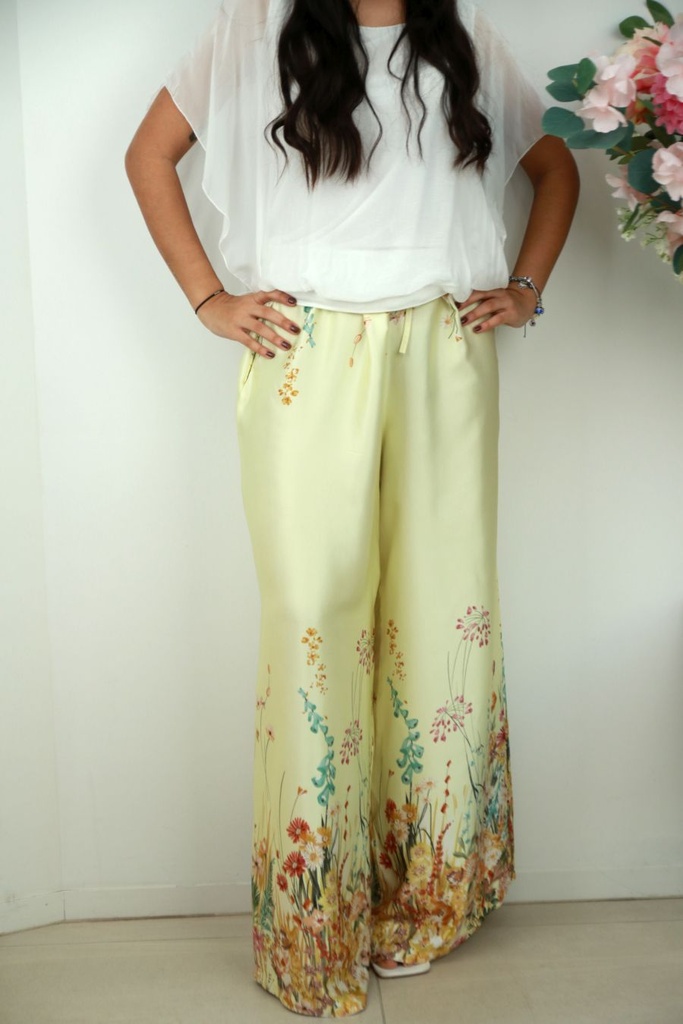 [201575] Tuniek en broek Sepp nm100 wilde bloemen wijde mouw - Geel Detail