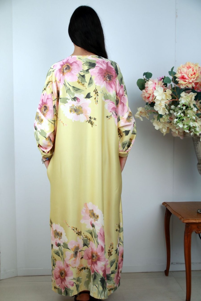 [201577] Maxi jurk Sep nm100 bloemenpatroon en sierknoop  - Detail