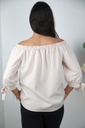 [201580] Geruite blouse Nyk nm85 off-shoulder striklint mouwen - Lichtbeige-bruin Detail