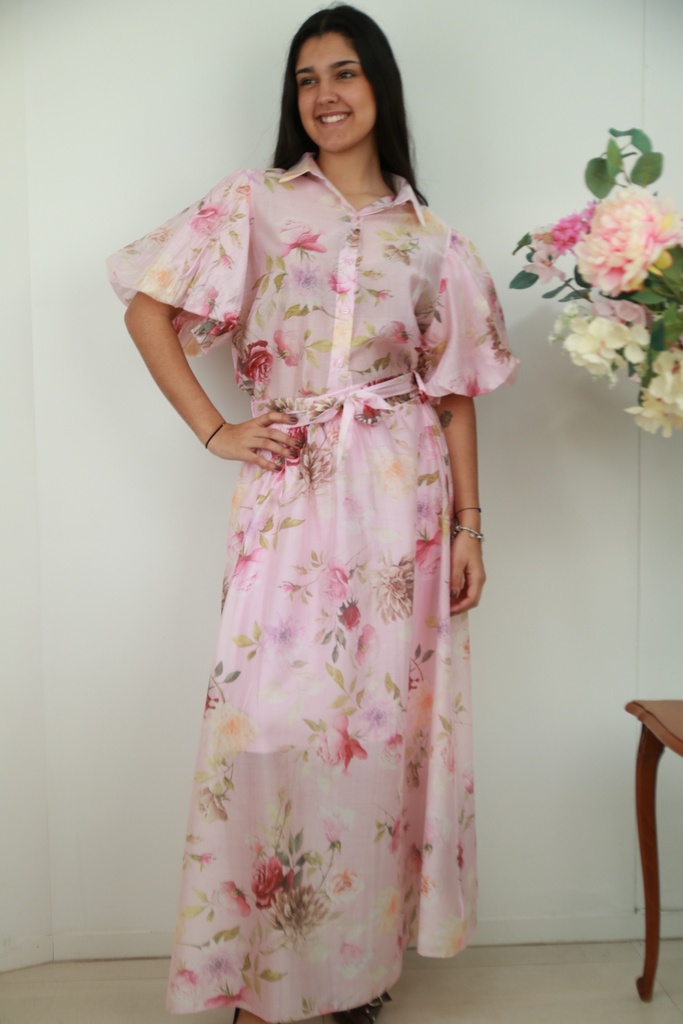 [201593] Setje Noell nm85 blouse pofmouw en lange rok  - Roze Detail